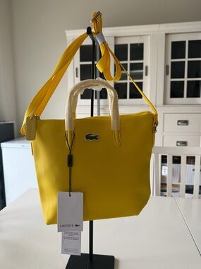Lacoste Bright Yellow Tote with Removable Shoulder Strap